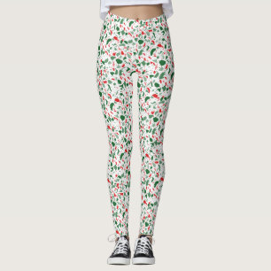 Terrazzo Green Red Christmas Pattern Holiday Leggings