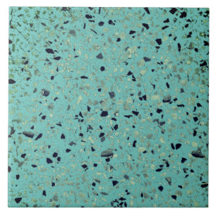 Terrazzo Green Teal Minimal Modern Stone Pattern Tile