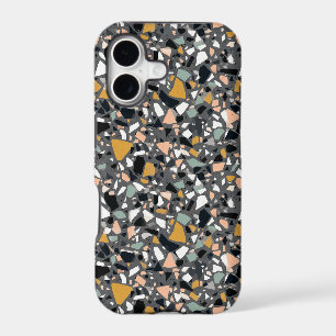 Terrazzo gris charbon, vert sauge et or