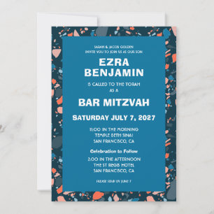 Terrazzo Hand Drawn Custom Bar Bat Mitzvah Invitation