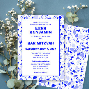Terrazzo Hand Drawn Custom Bar Bat Mitzvah Invitation