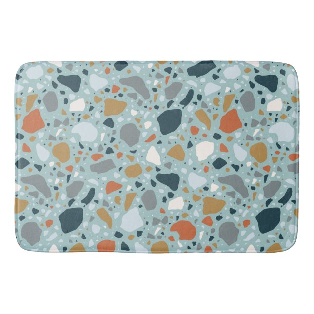 Terrazzo In Blue Bath Mat (Front)