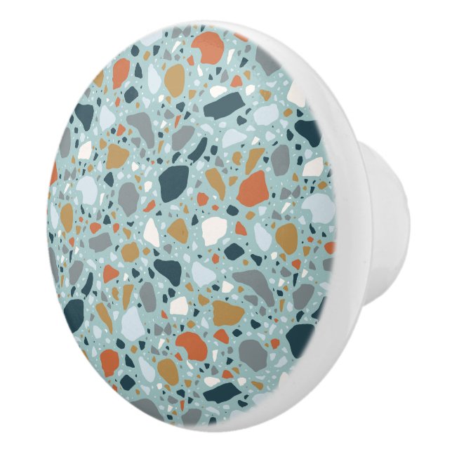 Terrazzo In Blue Ceramic Knob (Right)