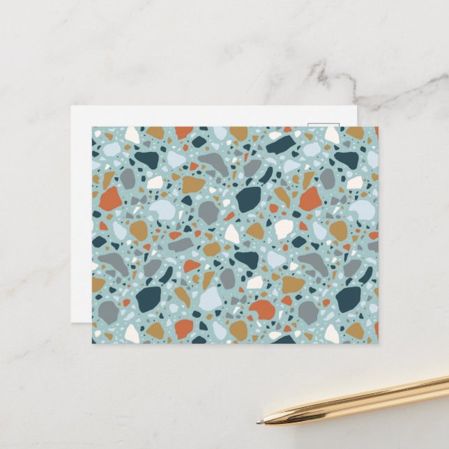 Terrazzo In Blue Postcard (Front/Back In Situ)