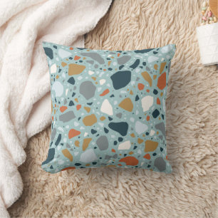 Terrazzo In Blue Throw Pillow