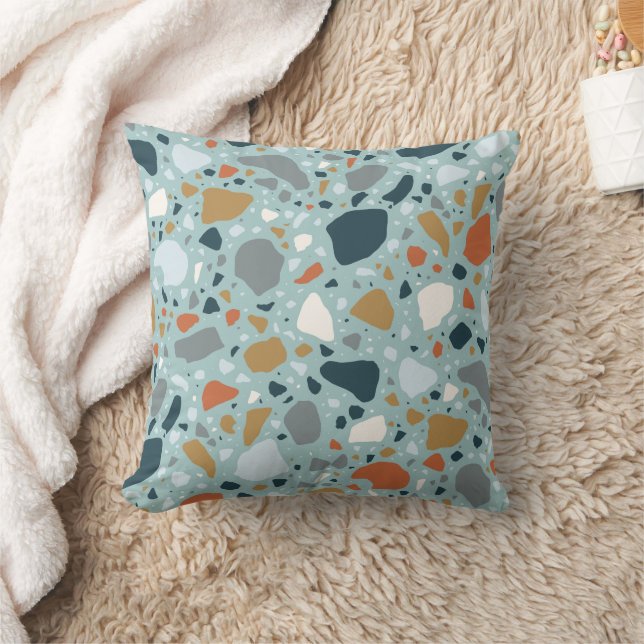 Terrazzo In Blue Throw Pillow (Blanket)