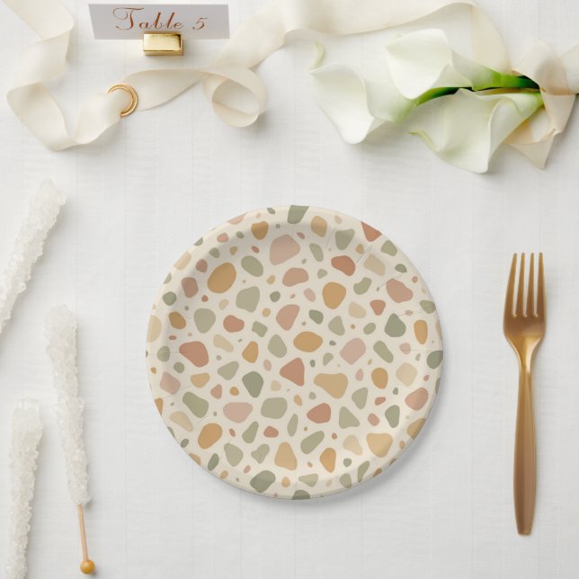 Terrazzo Inspired Pattern Paper Plates (Wedding)