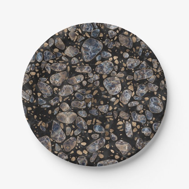 Terrazzo - Marble and Gold Paper Plate (Front)