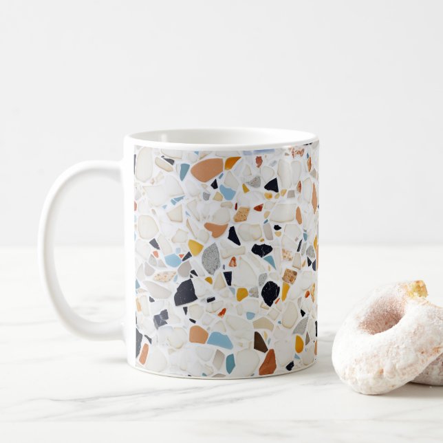 Terrazzo Marble Pastel Pattern Ceramic Coffee Mug (With Donut)