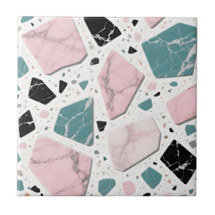 Terrazzo Marble Pastel Pink Teal Modern Tile