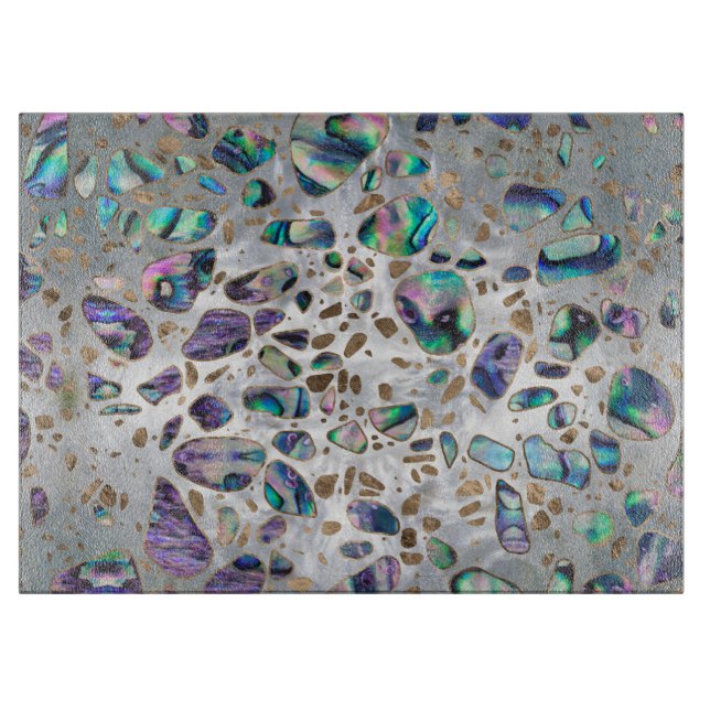 Terrazzo - Mosaic Abalone Pearl and Gold #3 Cutting Board (Front)