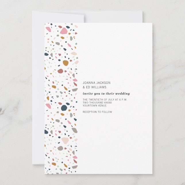 Terrazzo Multi Colour Minimalist Modern Wedding Invitation (Front)