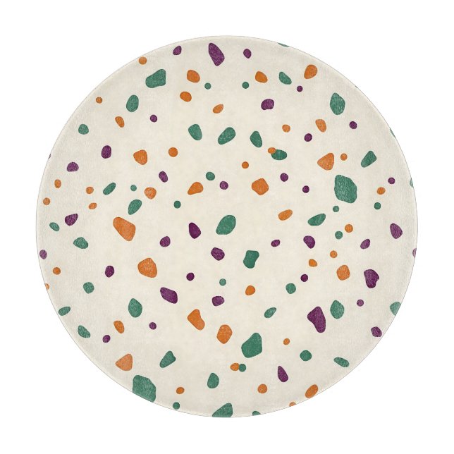 Terrazzo Multicolor Organic Pebble Speckle Pattern Cutting Board (Front)