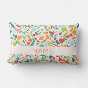 Terrazzo NAME Architectural Colourful Designer Lumbar Pillow