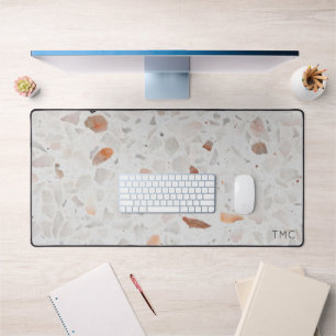 Terrazzo Natural Earth Tones INITIALS Office Decor Desk Mat