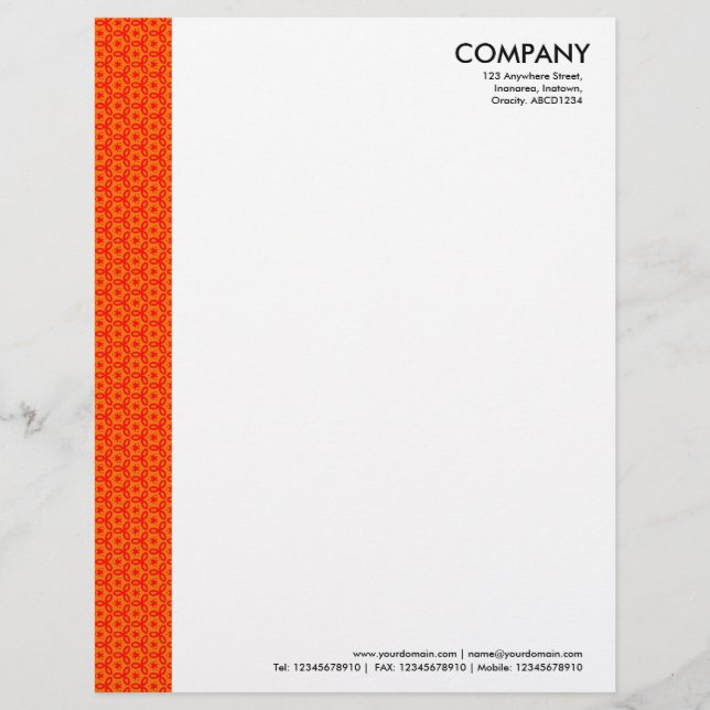 Terrazzo Pattern 03 Orange on Red Letterhead (Front)