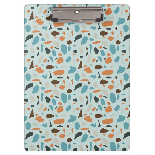 Terrazzo Pattern Blue Clipboard (Front)