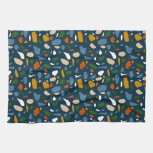 Terrazzo Pattern Blue Kitchen Towel