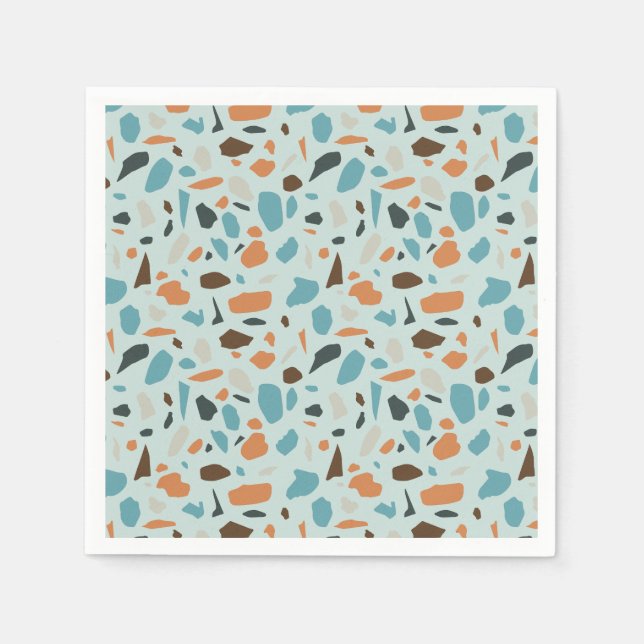 Terrazzo Pattern Blue Napkin (Front)