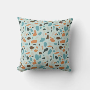 Terrazzo Pattern Blue Throw Pillow