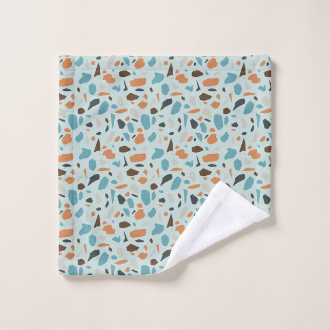 Terrazzo Pattern Blue Wash Cloth (Wash Cloth)