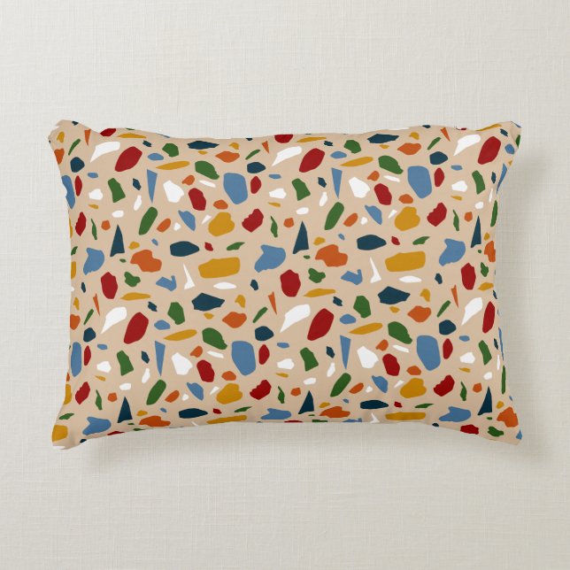 Terrazzo Pattern Colourful Accent Pillow (Front)
