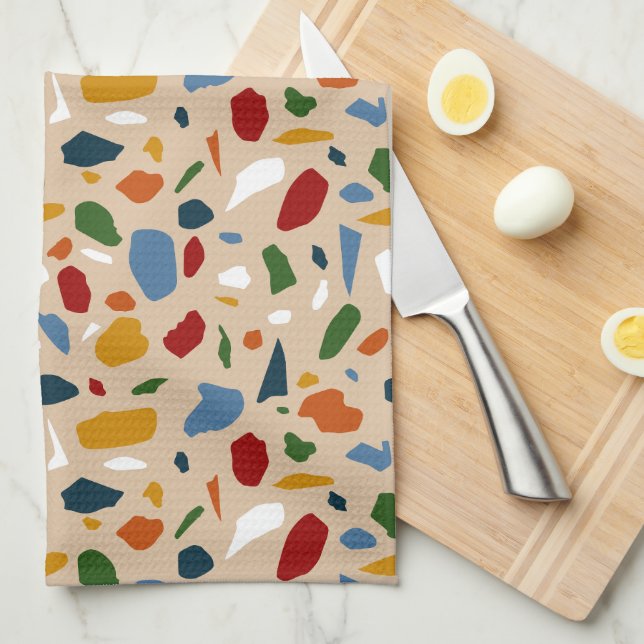 Terrazzo Pattern Colourful Kitchen Towel (Quarter Fold)