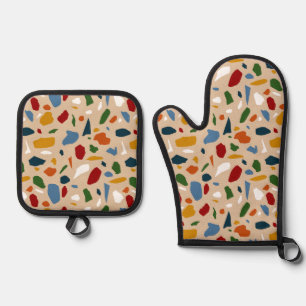 Terrazzo Pattern Colourful Oven Mitt & Pot Holder Set