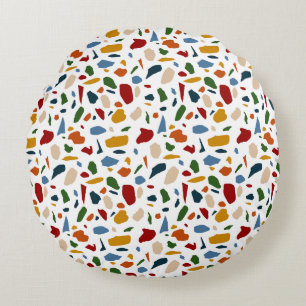 Terrazzo Pattern Colourful Round Pillow