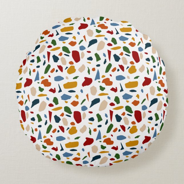 Terrazzo Pattern Colourful Round Pillow (Front)