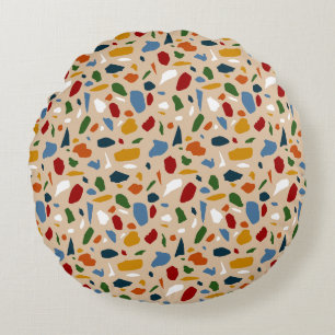 Terrazzo Pattern Colourful Round Pillow