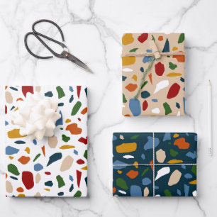 Terrazzo Pattern Colourful Wrapping Paper Sheet