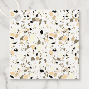 Terrazzo Pattern Hand Drawn Minimal Sepia Favour Tags