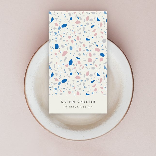 Terrazzo Pattern Neutral Natural Elegant Business Card (Creator Uploaded)