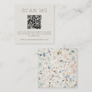 Terrazzo Pattern Pastel QR Code Online Wedding Enclosure Card
