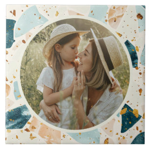 Terrazzo Pattern Personalized Photo Tile