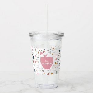 Terrazzo Pattern Pink Apple Teacher Acrylic Tumbler