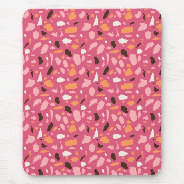 Terrazzo Pattern Pink Mouse Pad (Front)