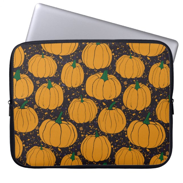 Terrazzo pumpkins, autumn vintage pattern. laptop sleeve (Front)