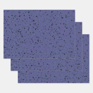 Terrazzo Retro Purple Grey Black Vintage Pattern Wrapping Paper Sheet