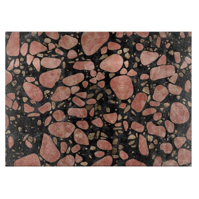 Terrazzo - Rose quartz and gold on marble #2 Cutting Board (Front)