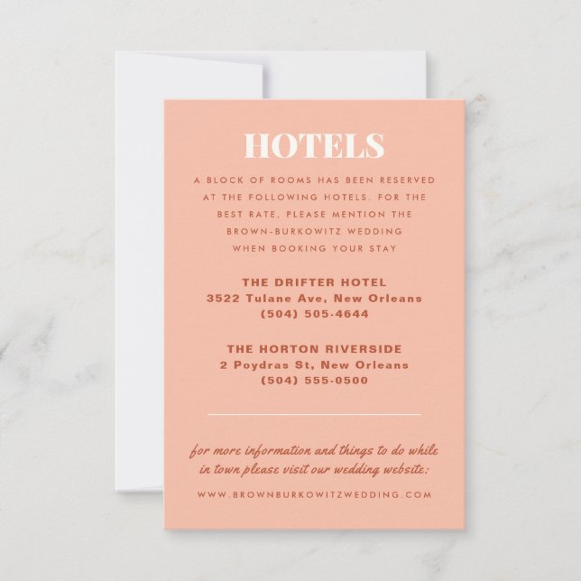 Terrazzo Slab Wedding Accommodation Enclosure Card (Front)