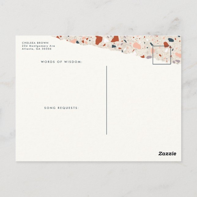 Terrazzo Slab Wedding Invitation RSVP Postcard (Back)