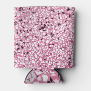 Terrazzo Texture Abstract Pink Black Can Cooler
