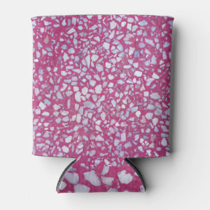 Terrazzo Texture: Pink White Elegance. Can Cooler