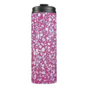 Terrazzo Texture: Pink White Elegance. Thermal Tumbler