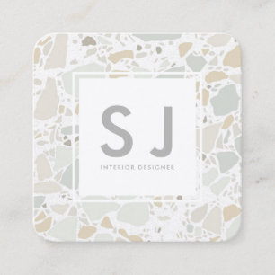 Terrazzo Texture Simple Modern Interior Designer Square Business Card