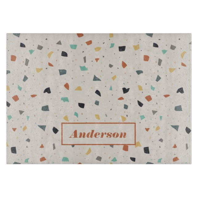 Terrazzo Tile Confetti Modern Style Personalized Cutting Board (Front)