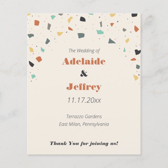 Terrazzo Tile Confetti Modern Wedding Program (Front)