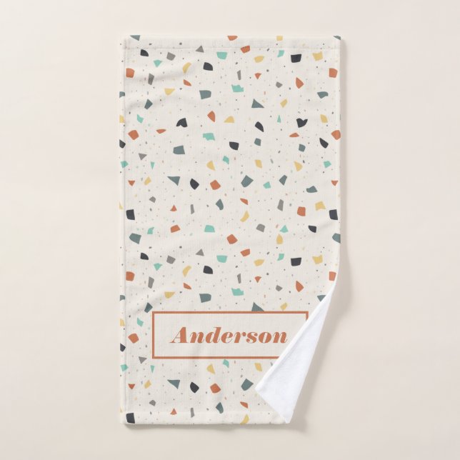 Terrazzo Tile Confetti Style Moderne Personnalisé (Serviette à main)